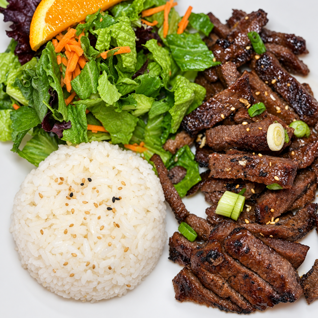 Korean Style Beef Short Ribs Plate.