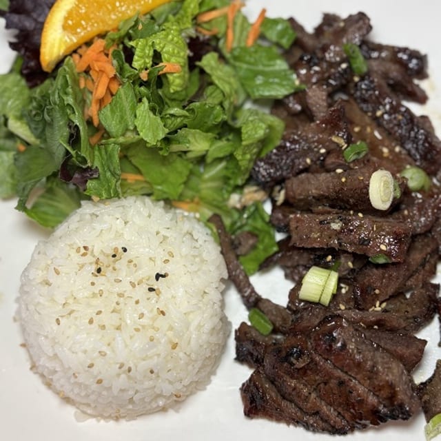 Korean Style Beef Short Ribs Plate.