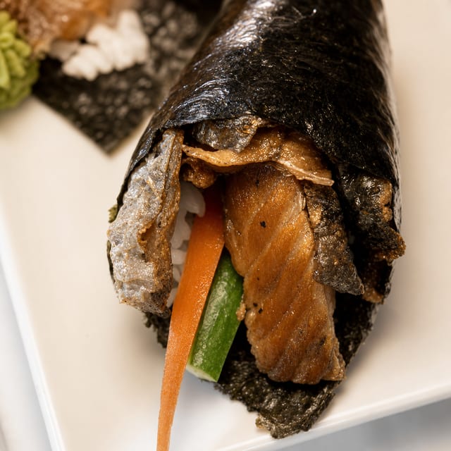 Salmon Skin Hand Roll.